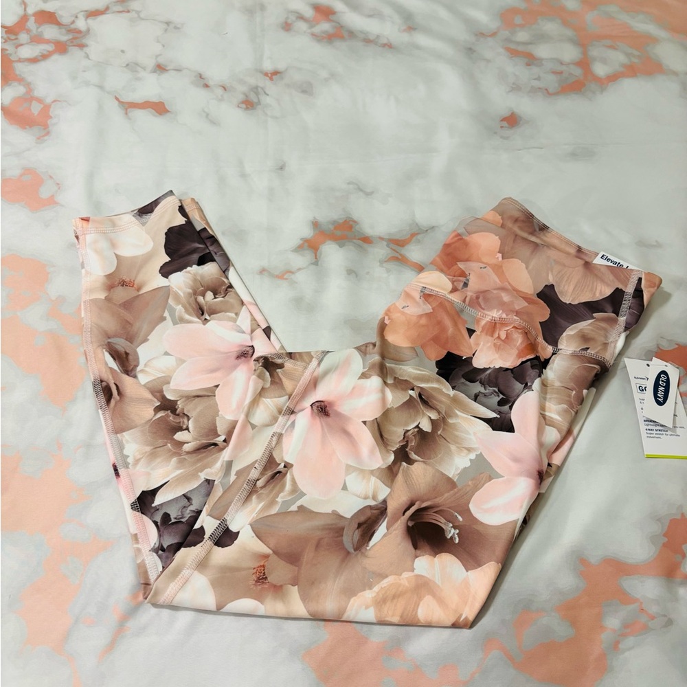 Old Navy Active Peach and Gray Floral Leggings